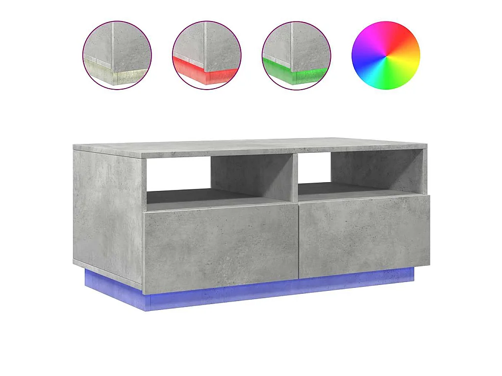 Salontafel met LED-verlichting 90x49x40 cm betongrijs