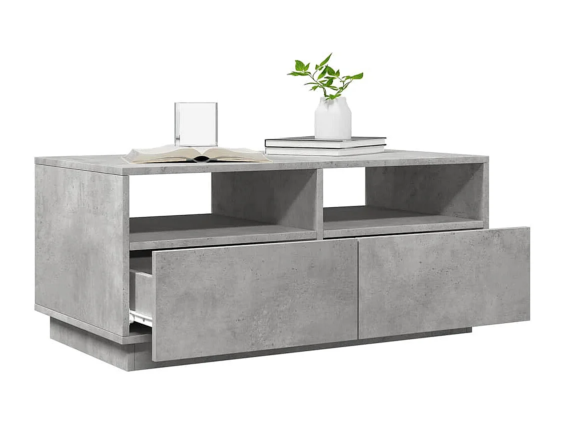 Salontafel met LED-verlichting 90x49x40 cm betongrijs