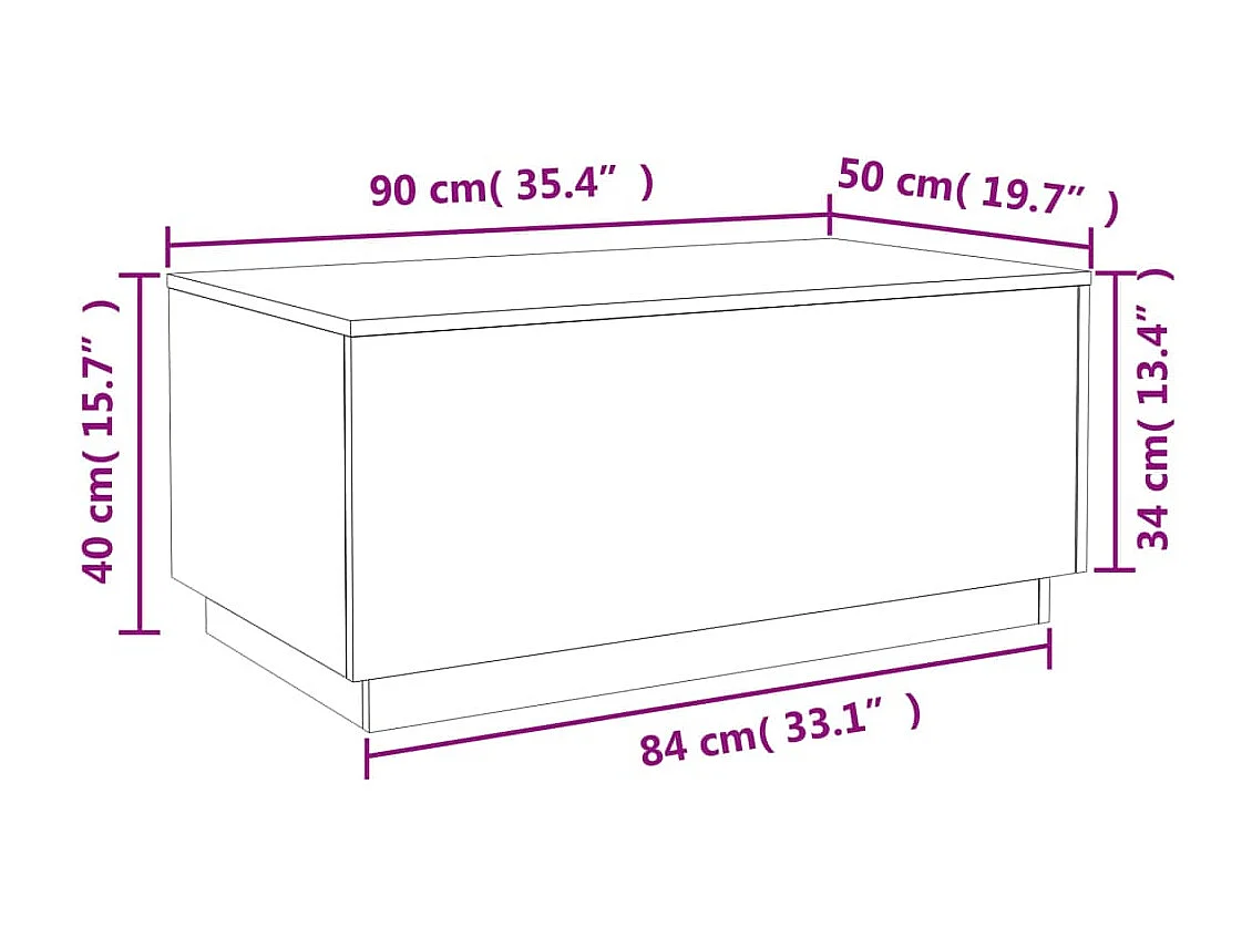 Tavolino da Soggiorno con Luci LED Rovere Marrone 90x50x40 cm