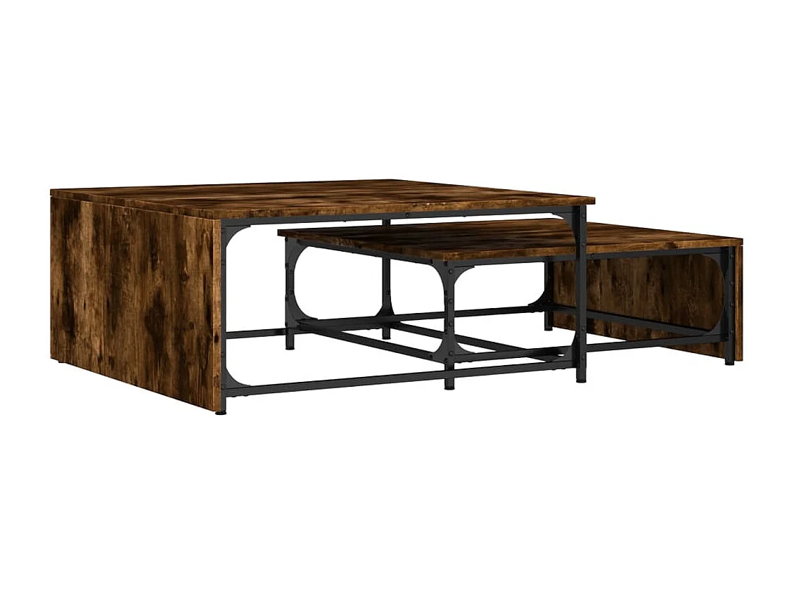 Mesa centro encastrar 2pcs deriv. madeira/metal carvalho fumado