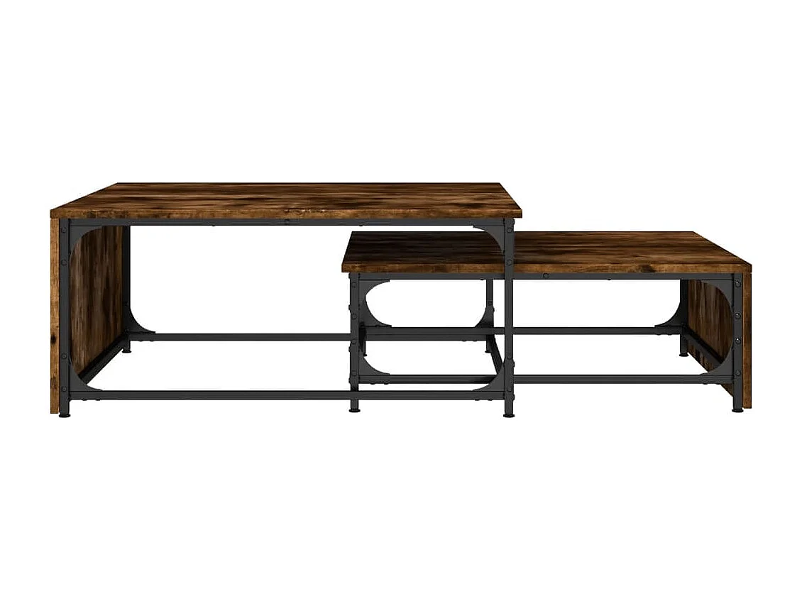 Mesa centro encastrar 2pcs deriv. madeira/metal carvalho fumado