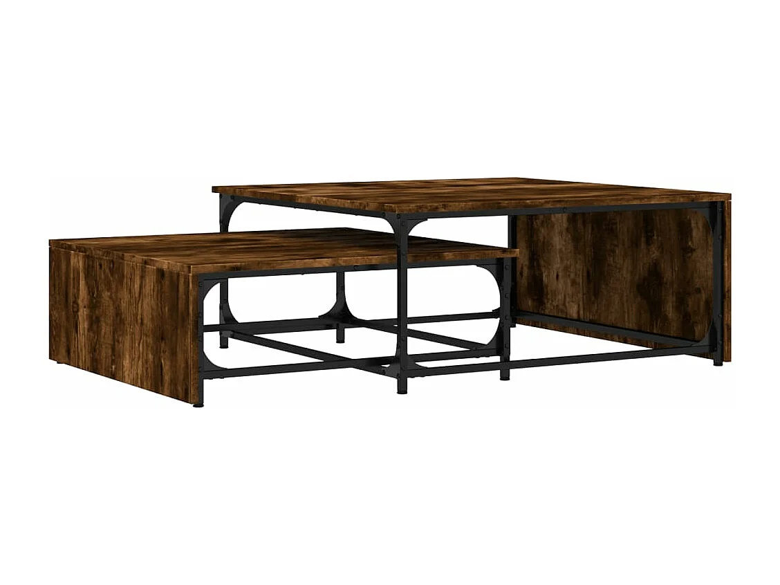 Mesa centro encastrar 2pcs deriv. madeira/metal carvalho fumado