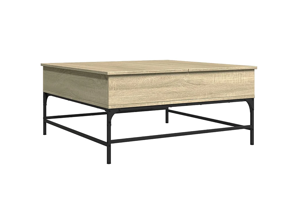 Tavolino Rovere Sonoma 95x95x45 cm Legno Multistrato e Metallo