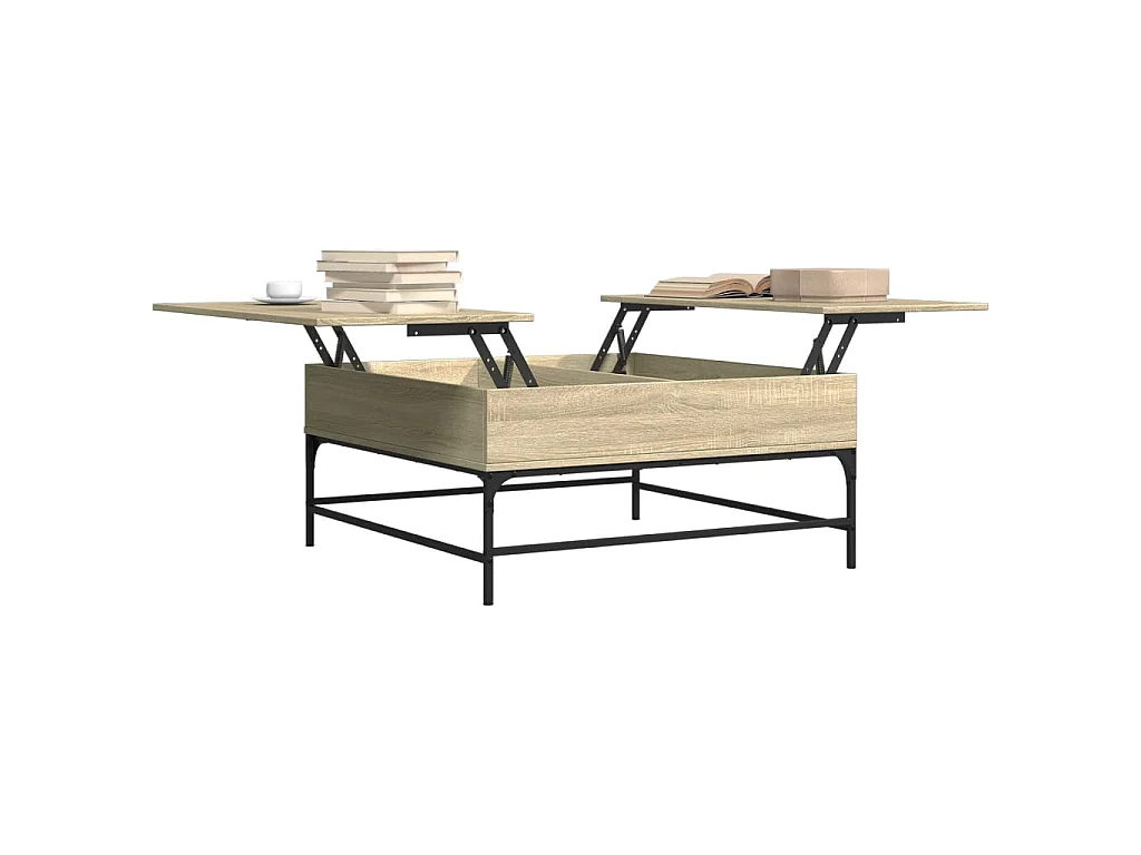 Tavolino Rovere Sonoma 95x95x45 cm Legno Multistrato e Metallo
