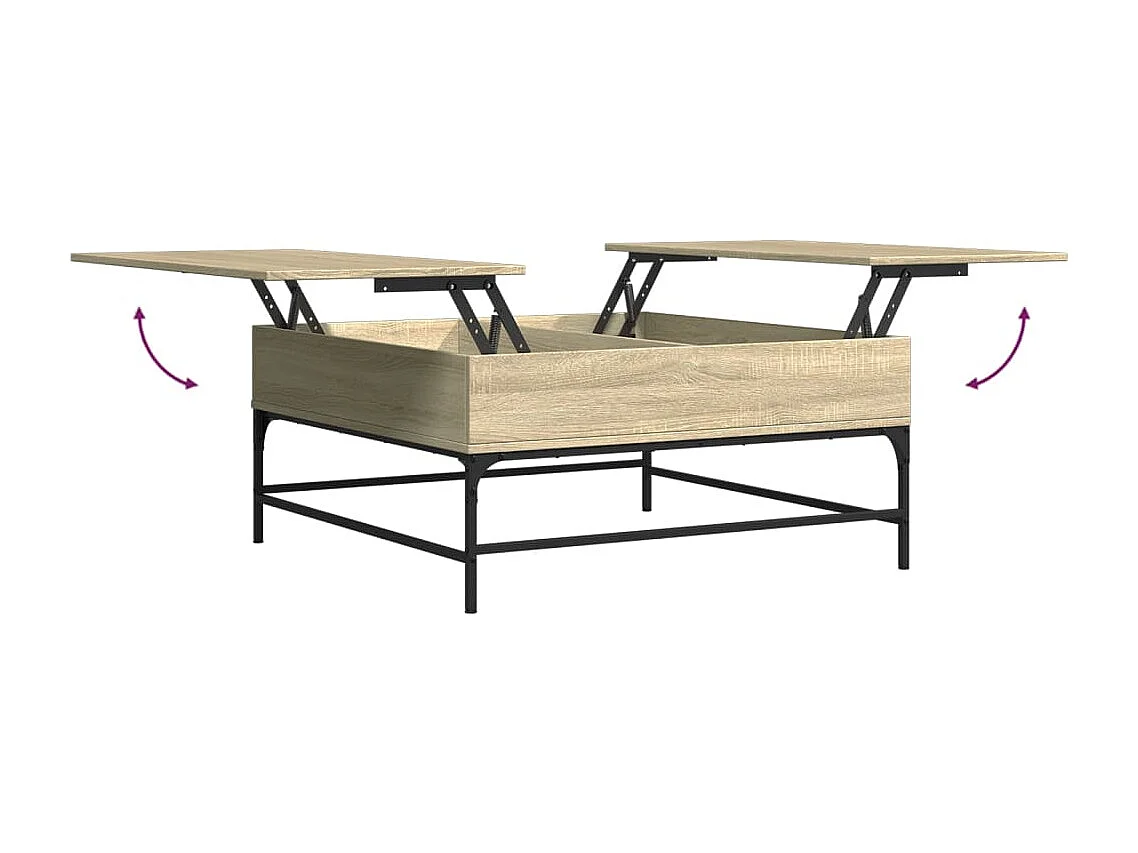 Tavolino Rovere Sonoma 95x95x45 cm Legno Multistrato e Metallo