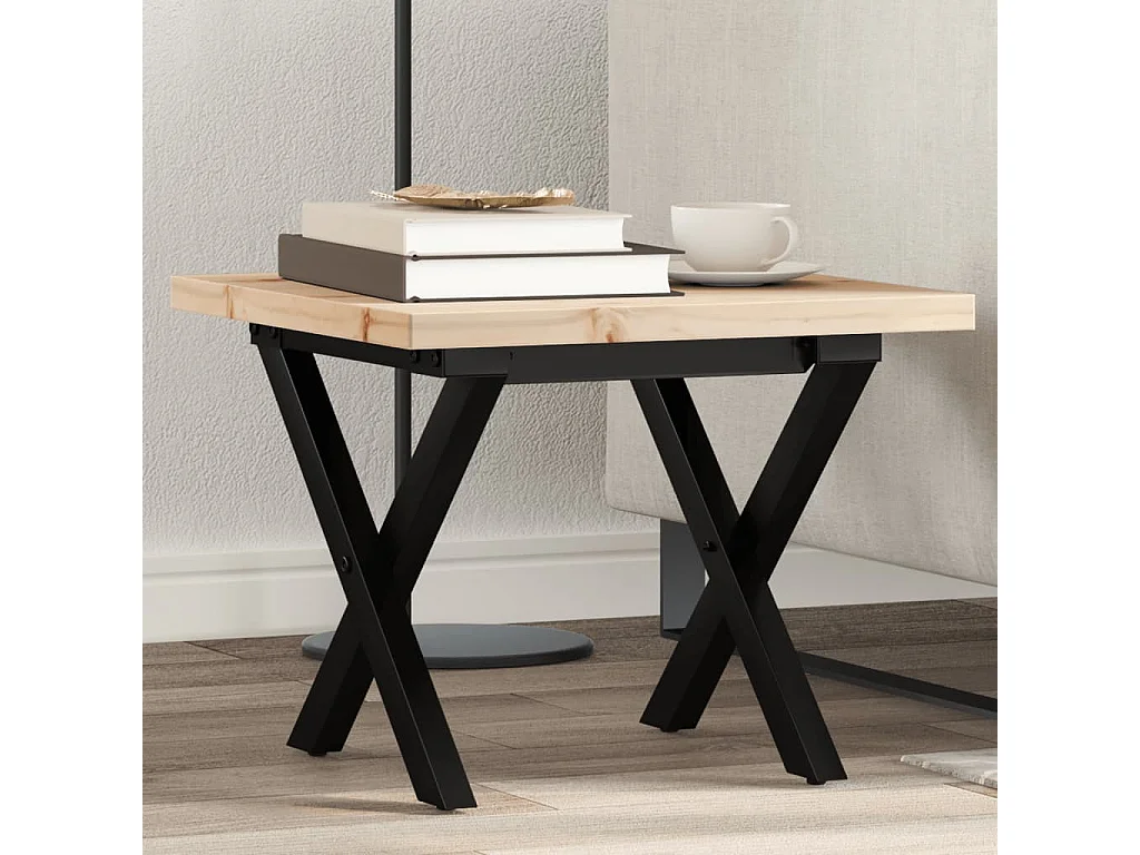 Mesa de centro estrutura em X 50x50x35,5 cm pinho/aço