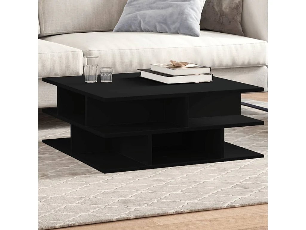 Tavolino da Salotto Nero 70x70x29 cm in Legno Multistrato