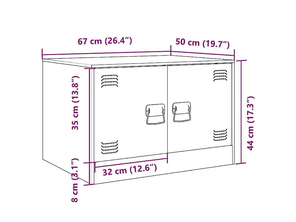 Mesa de centro acero negro 67x50x44 cm