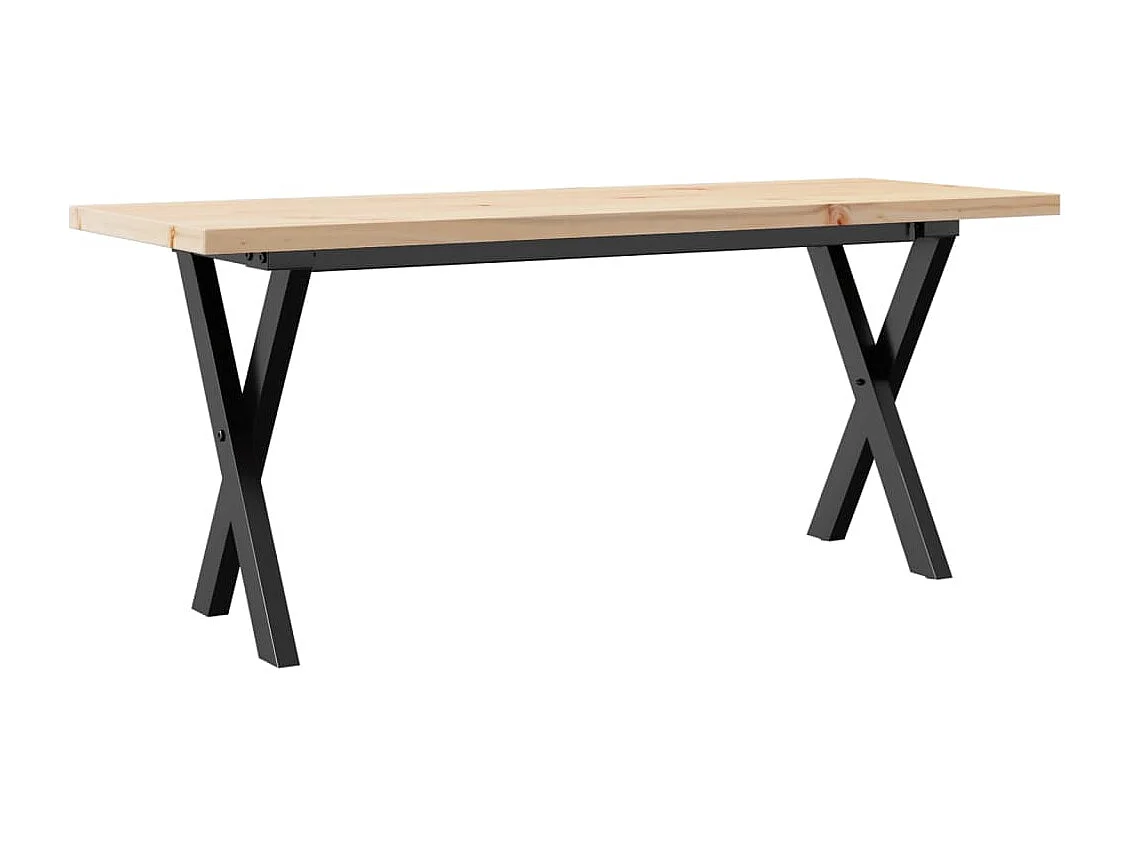 Tavolino Salotto Telaio a X 110x40x45,5 cm Legno Pino e Acciaio