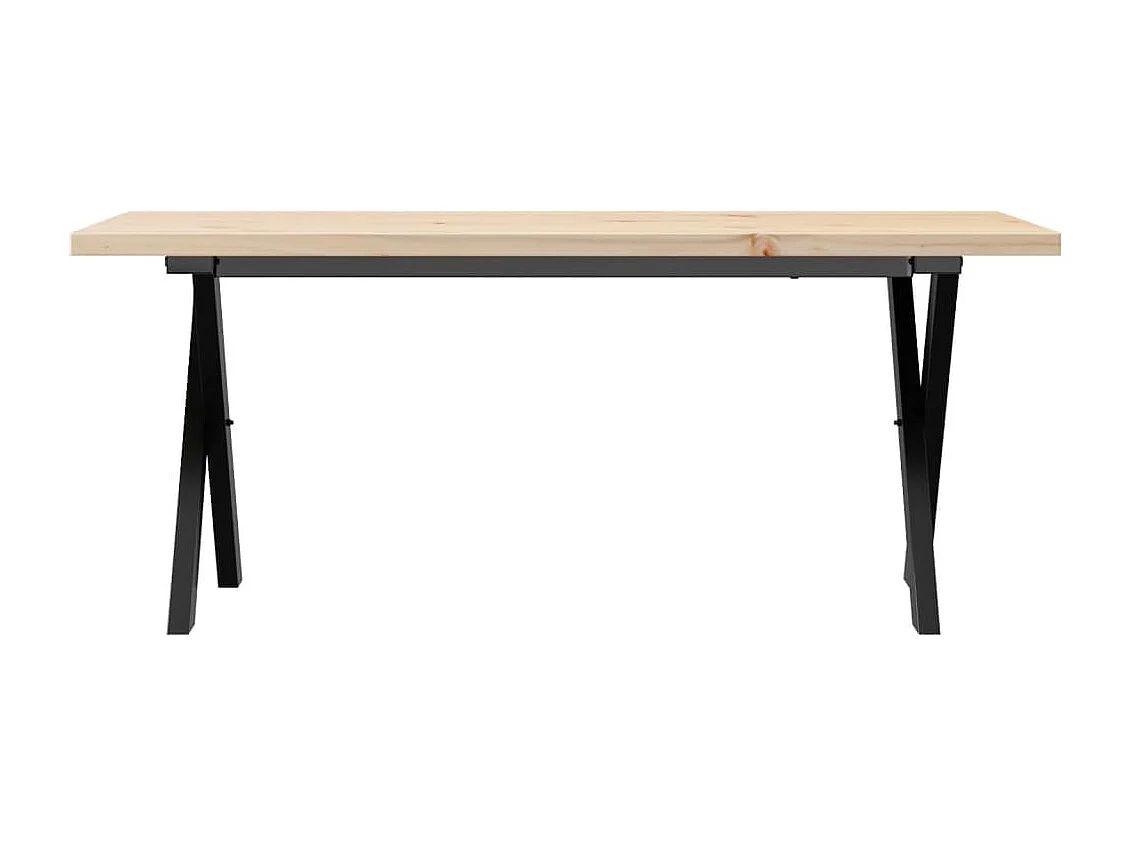 Tavolino Salotto Telaio a X 110x40x45,5 cm Legno Pino e Acciaio