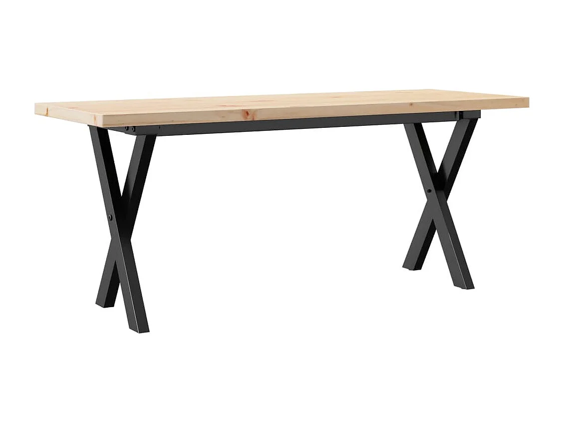 Tavolino Salotto Telaio a X 110x40x45,5 cm Legno Pino e Acciaio