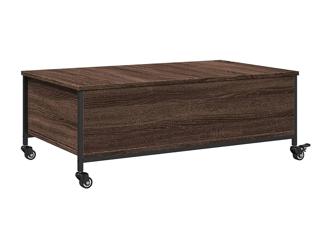 Mesa de centro con ruedas madera ingeniería marrón 91x55x34 cm