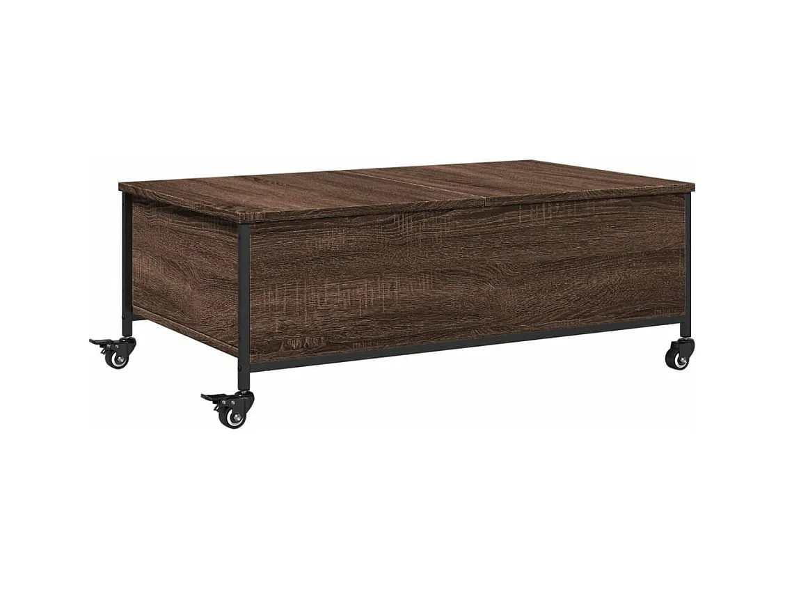 Table basse avec roulettes chêne marron bois d'ingénierie
