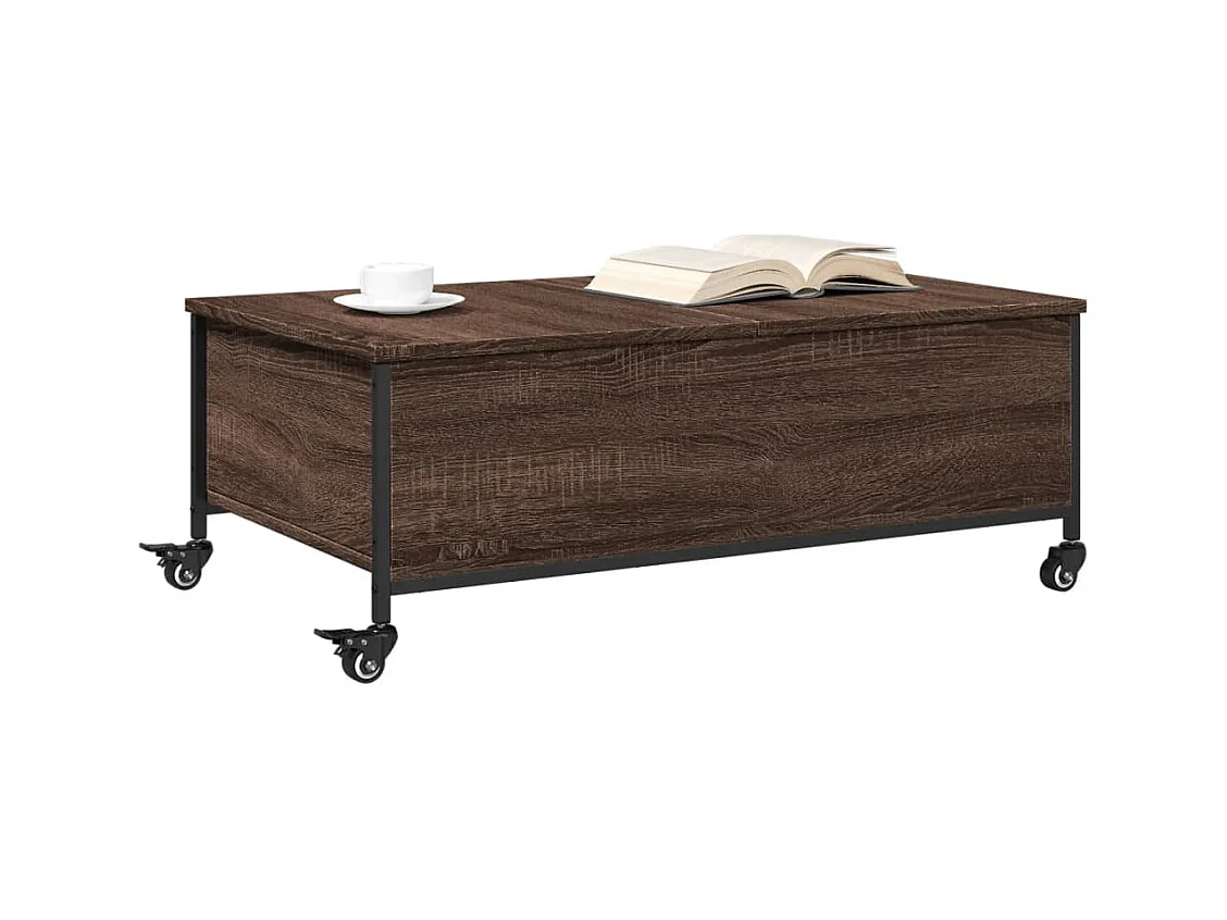 Table basse avec roulettes chêne marron bois d'ingénierie
