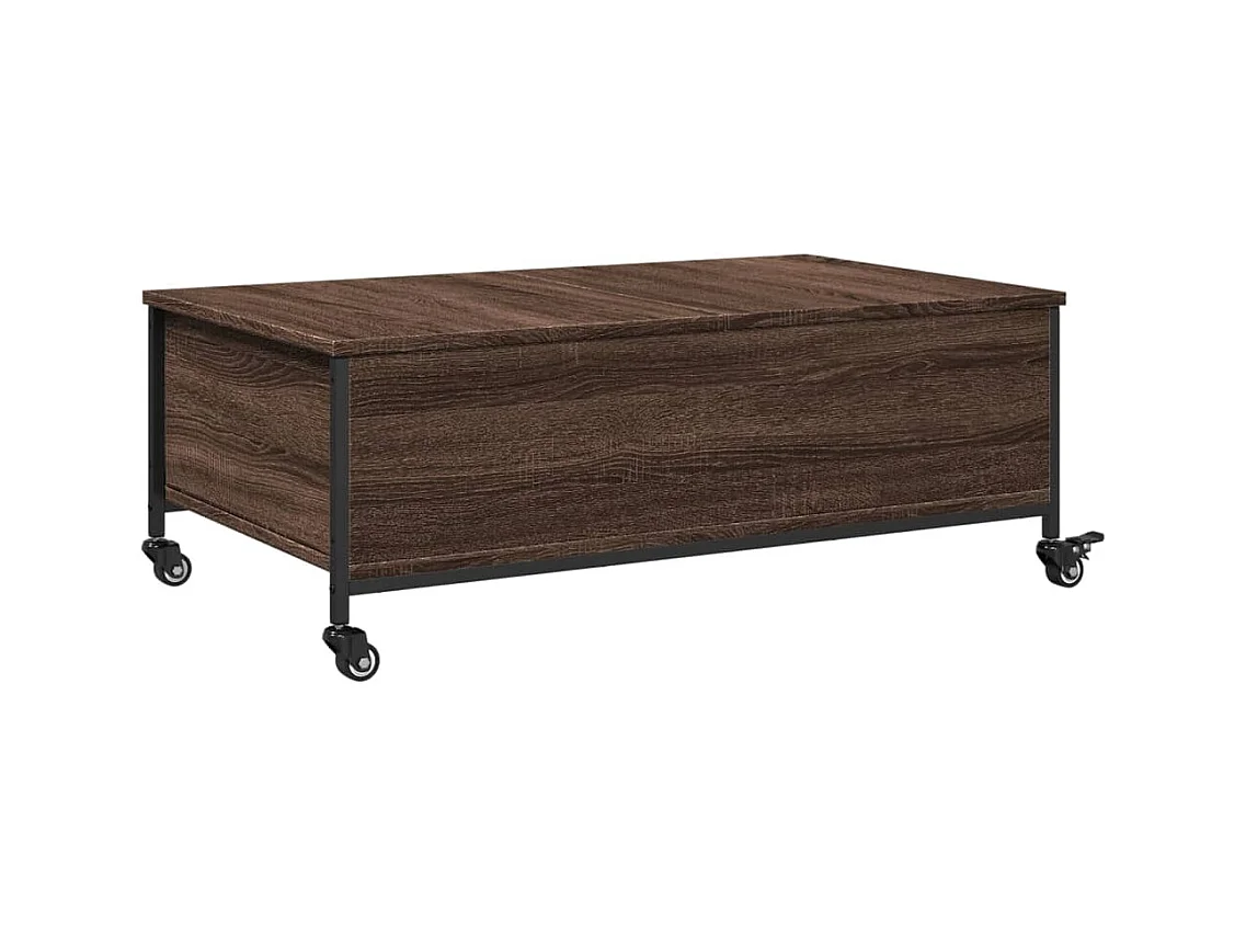 Table basse avec roulettes chêne marron bois d'ingénierie
