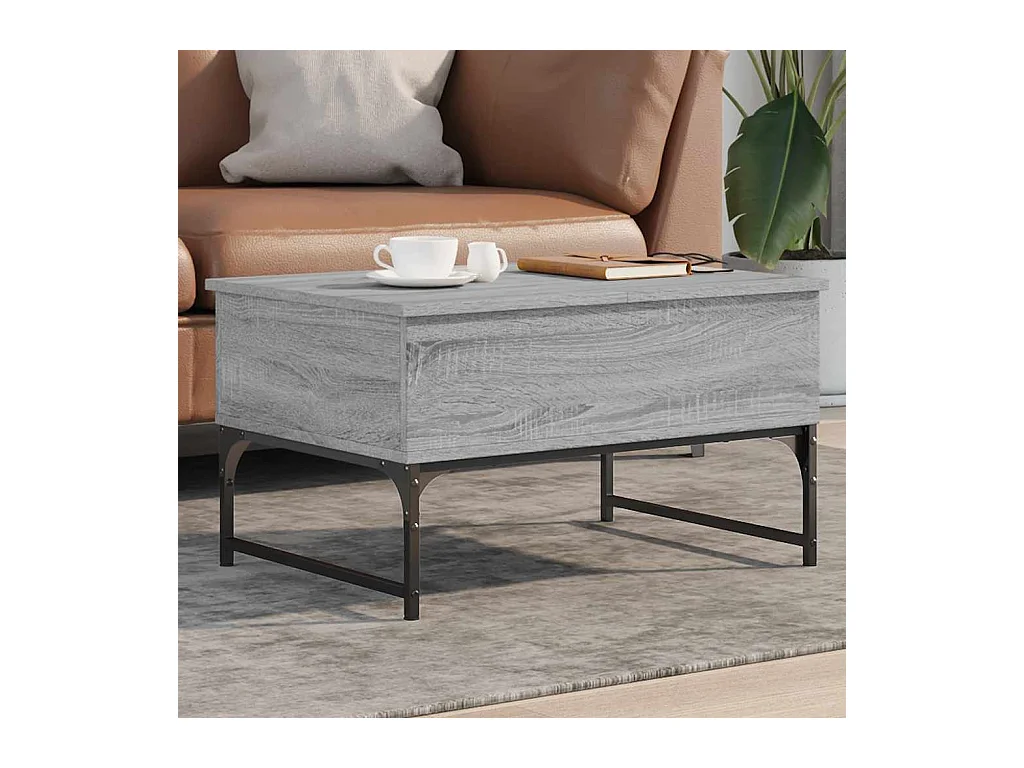 Table basse sonoma gris 70x50x40 cm bois d'ingénierie et métal