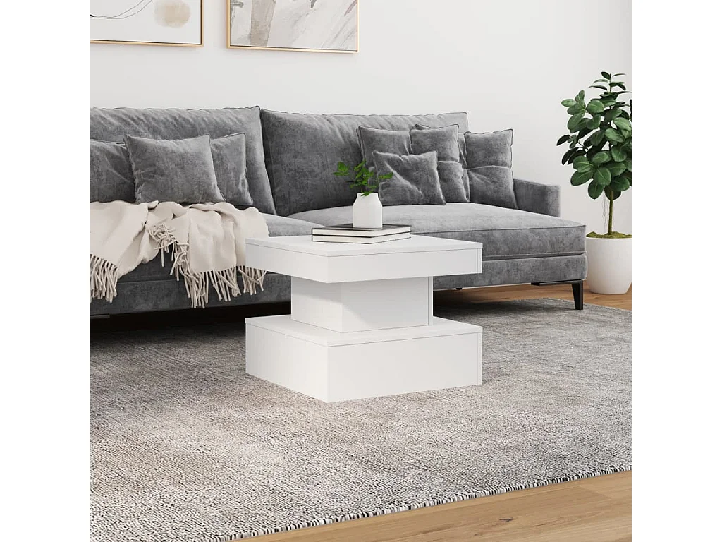 Couchtisch mit LED-Leuchten Weiß 50x50x40 cm