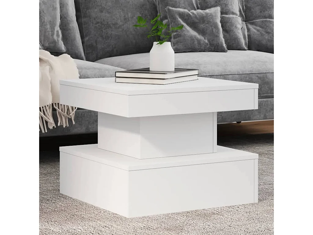 Tavolino da Salotto con Luci LED Bianco 50x50x40 cm