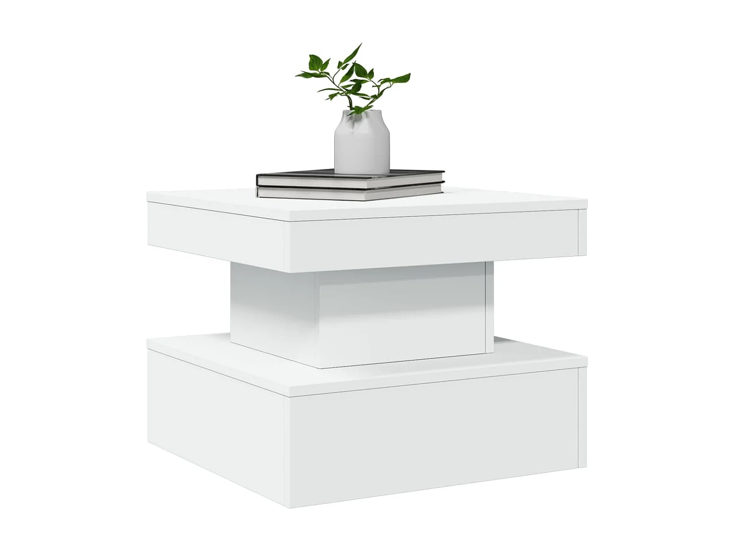 Tavolino da Salotto con Luci LED Bianco 50x50x40 cm