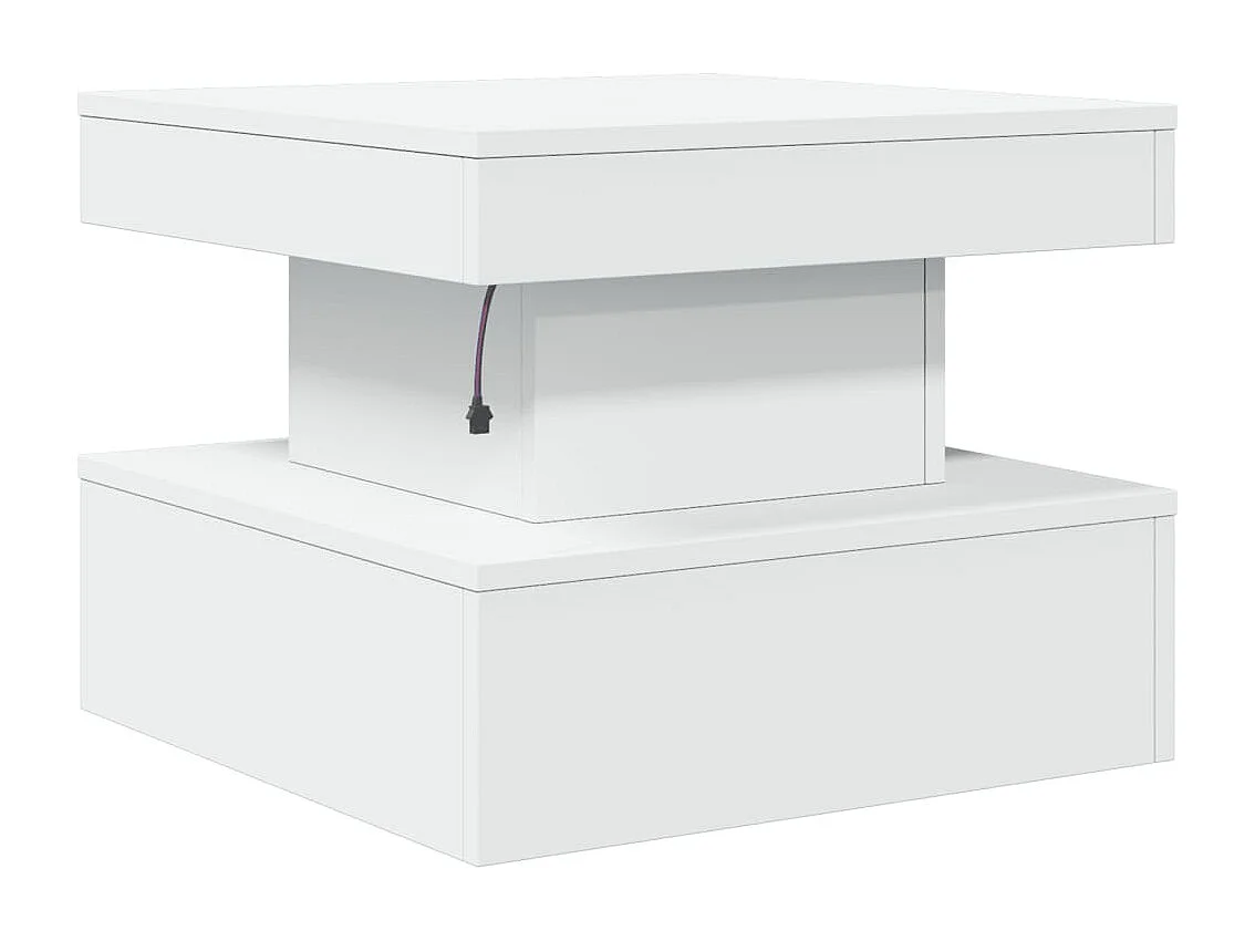 Tavolino da Salotto con Luci LED Bianco 50x50x40 cm