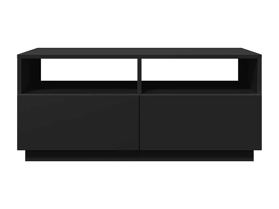 Table basse avec lumières LED noir 90x49x40 cm