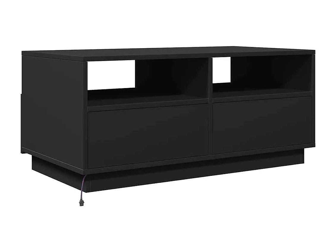 Table basse avec lumières LED noir 90x49x40 cm