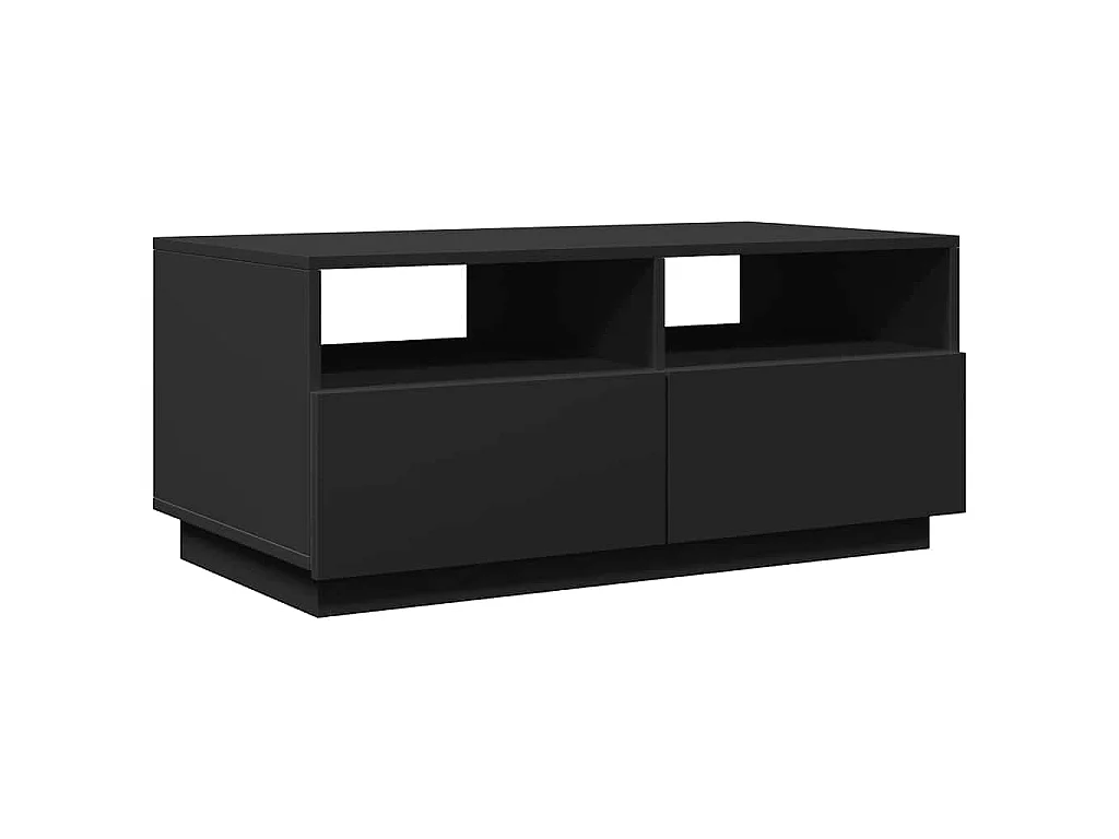 Tavolino da Soggiorno con Luci LED Nero 90x49x40 cm