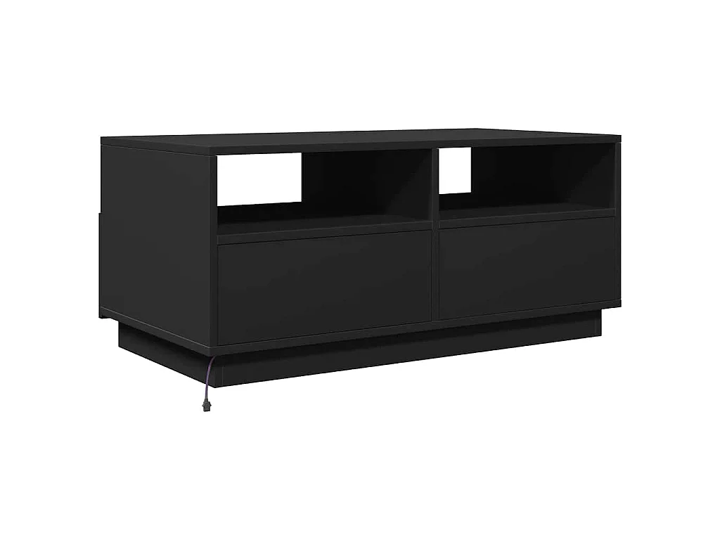 Tavolino da Soggiorno con Luci LED Nero 90x49x40 cm