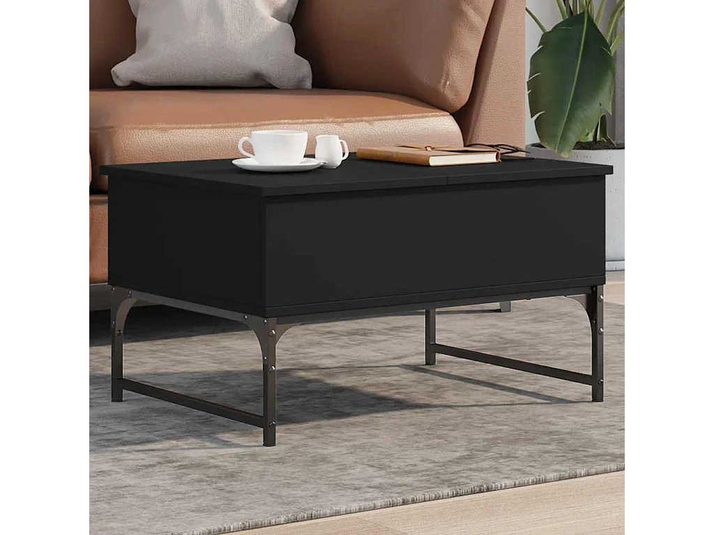 Table basse noir 70x50x40 cm bois d'ingénierie et métal
