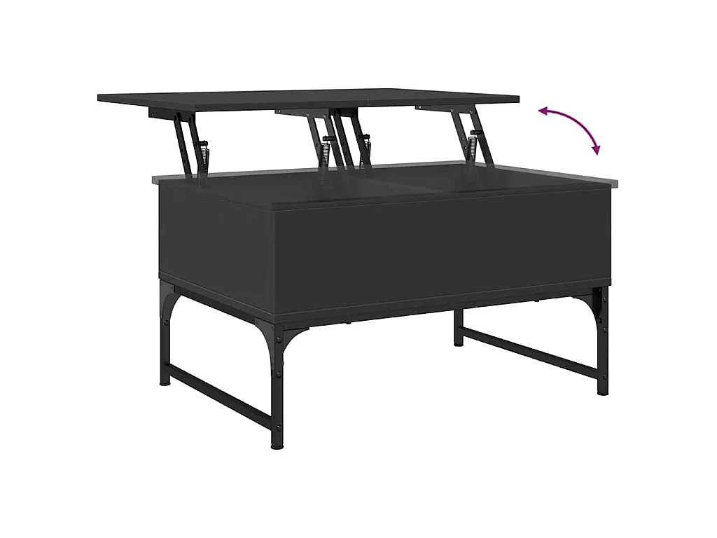 Table basse noir 70x50x40 cm bois d'ingénierie et métal