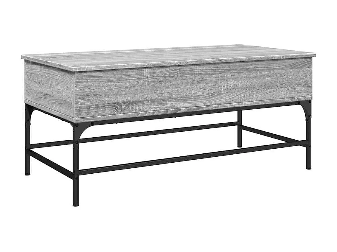 Table basse sonoma gris 100x50x45 cm bois d'ingénierie et métal