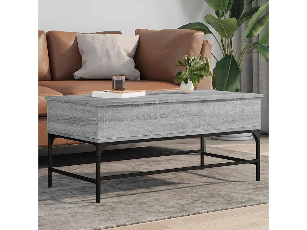 Couchtisch Grau Sonoma 100x50x45 cm Holzwerkstoff und Metall