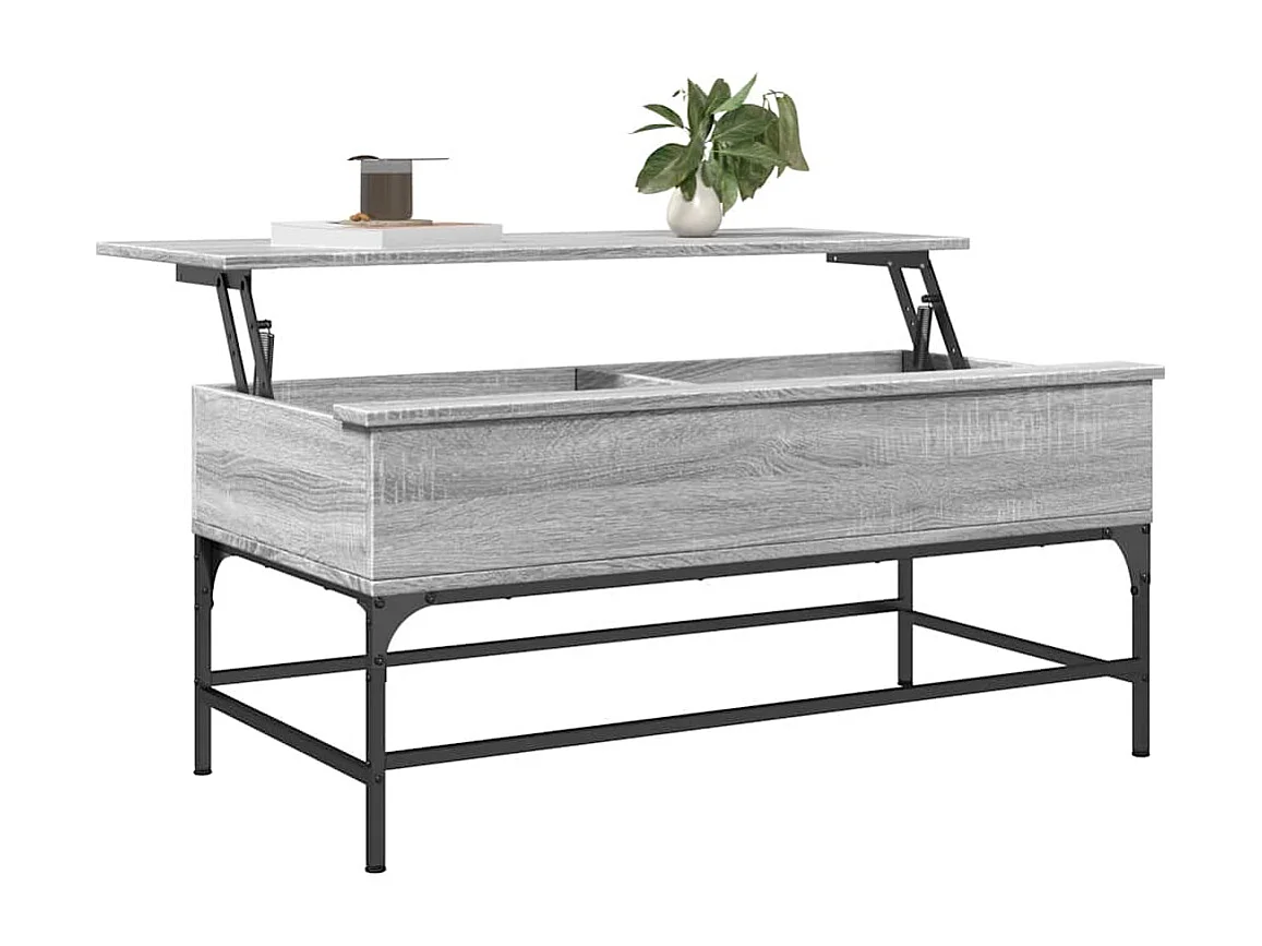 Couchtisch Grau Sonoma 100x50x45 cm Holzwerkstoff und Metall