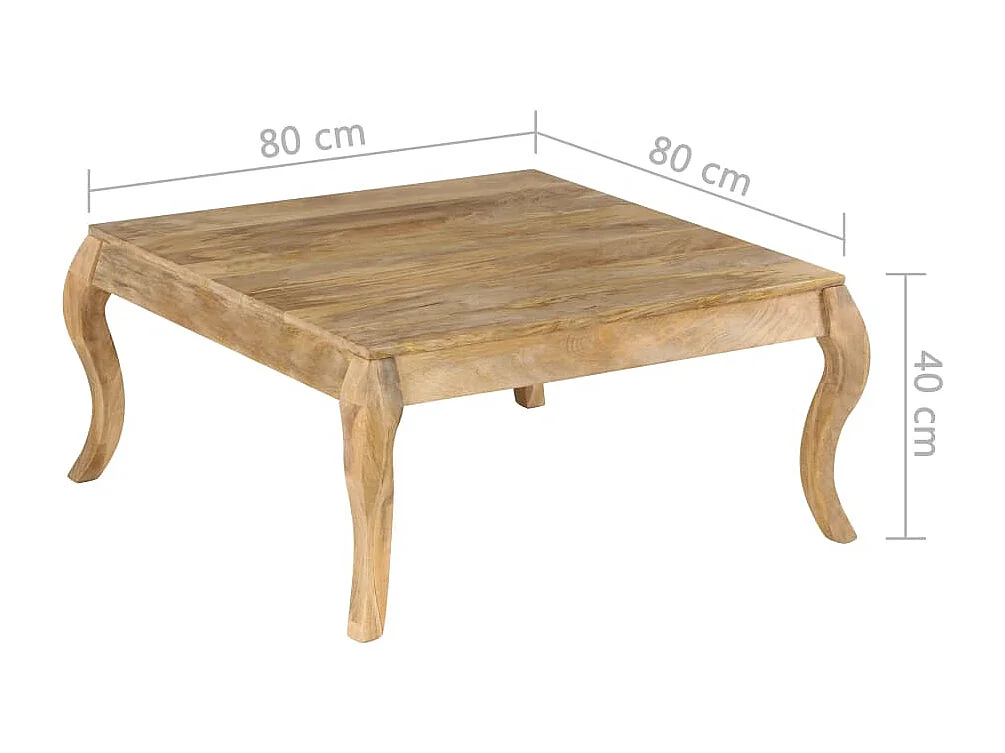 Tavolino da Salotto in Legno Massello di Mango 80x80x40cm