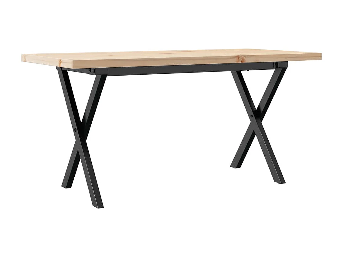 Table basse cadre en X 90x40x45,5cm bois de pin massif et acier