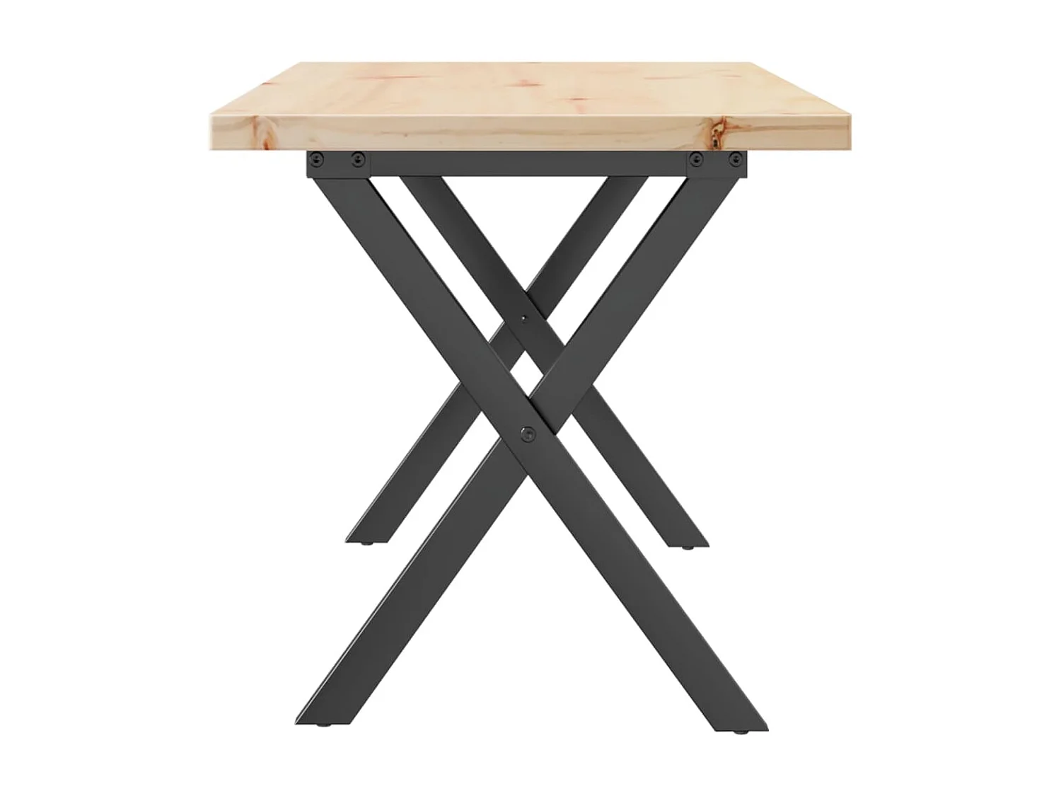 Table basse cadre en X 90x40x45,5cm bois de pin massif et acier