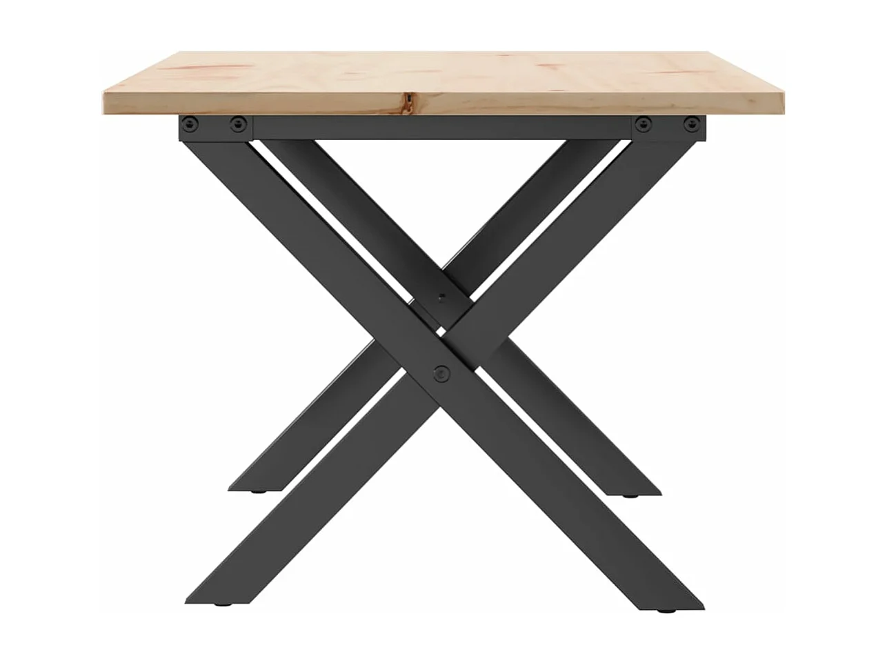 Couchtisch X-Gestell 80x50x40cm Massivholz Kiefer und Stahl