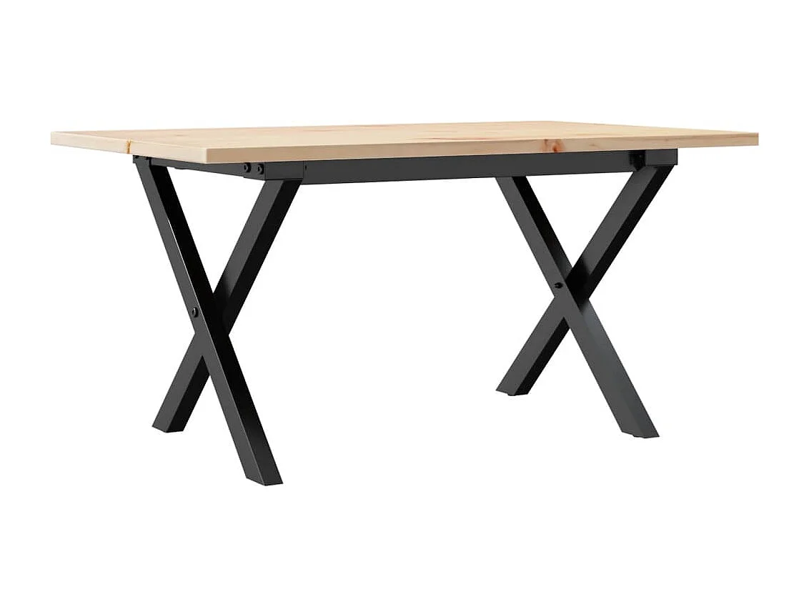 Couchtisch X-Gestell 80x50x40cm Massivholz Kiefer und Stahl