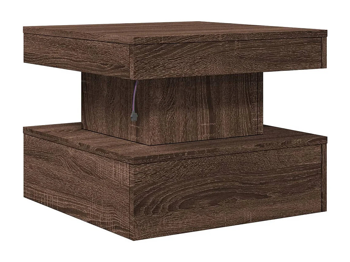 Table basse avec lumières LED chêne marron 50x50x40 cm