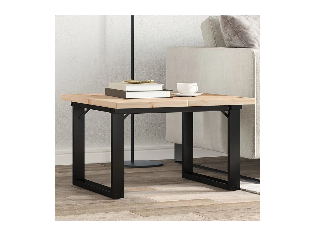 Table basse cadre en O 60x60x40,5cm bois de pin massif et acier