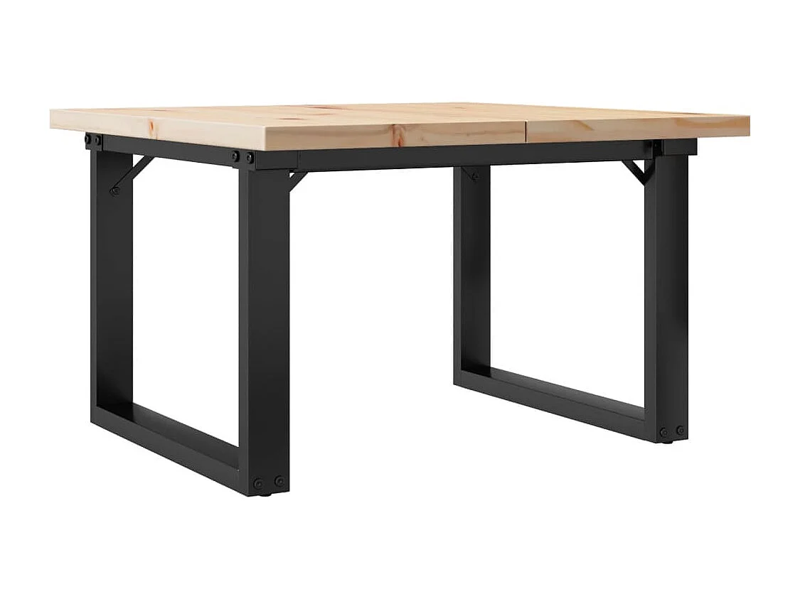 Tavolino Salotto Telaio a O 60x60x40,5cm Legno Pino e Acciaio