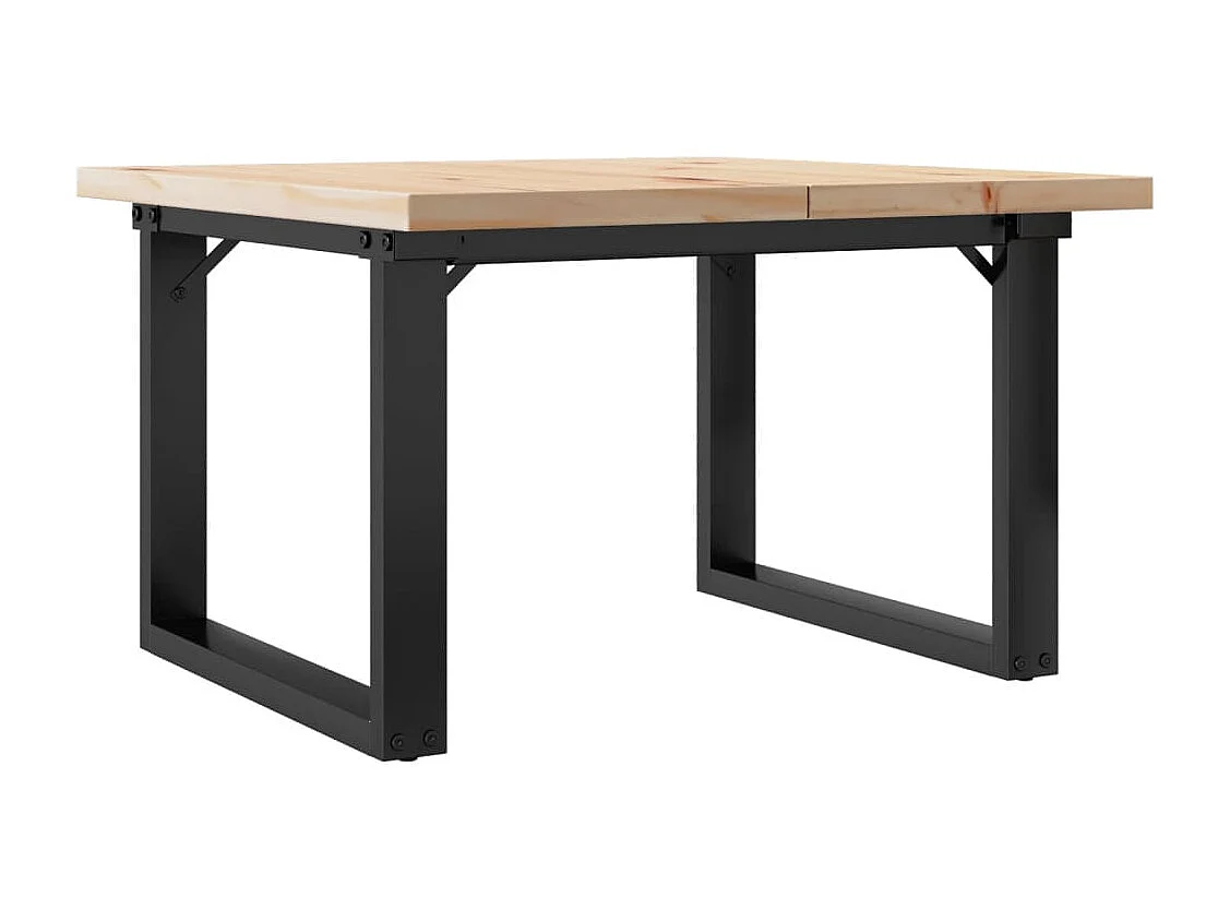 Tavolino Salotto Telaio a O 60x60x40,5cm Legno Pino e Acciaio