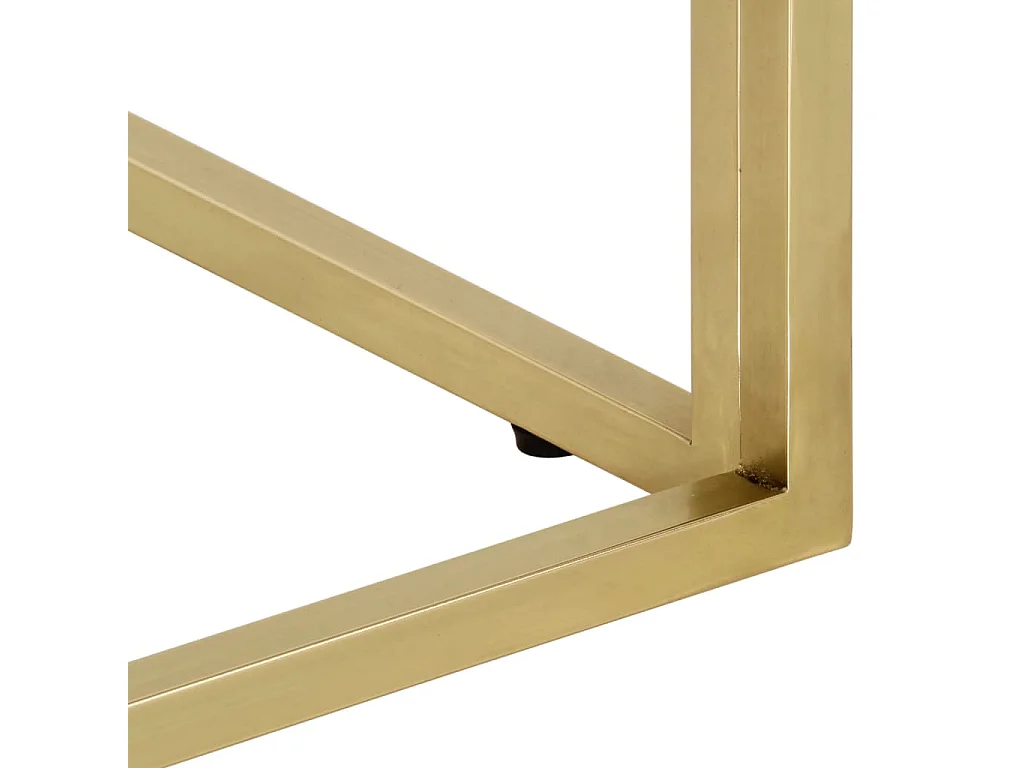 Mesa de centro acero inoxidable madera maciza traviesa dorado