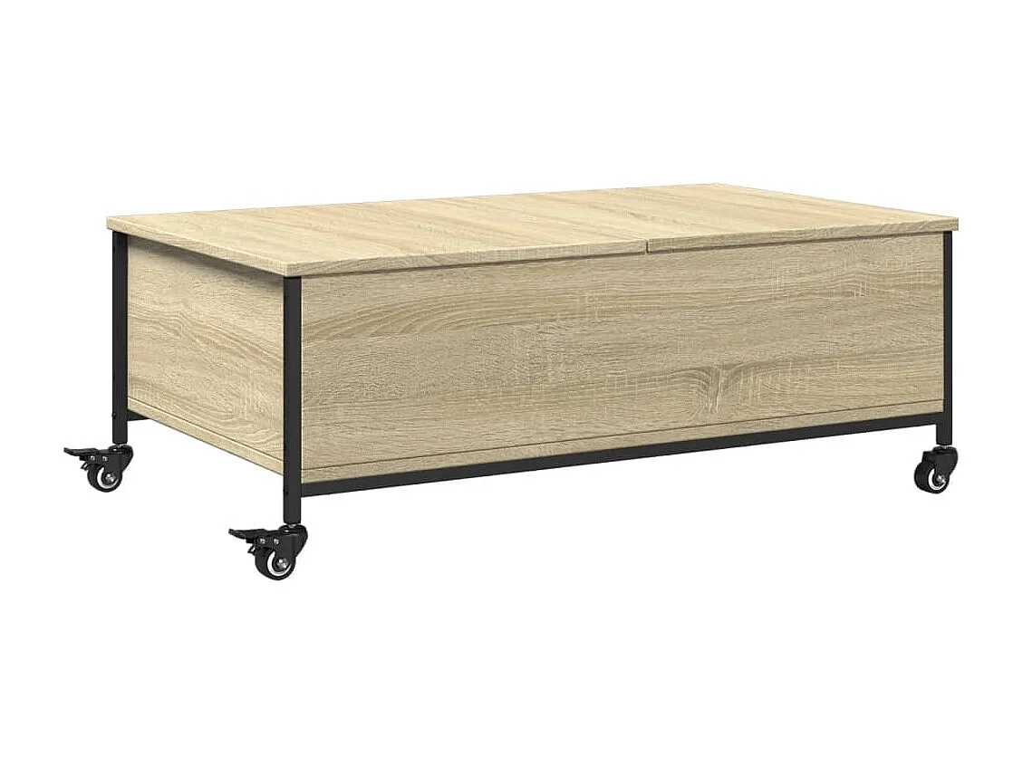 Salontafel met wielen 91x55x34 cm bewerkt hout sonoma eiken