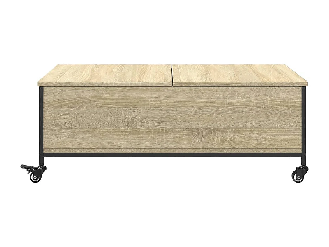 Salontafel met wielen 91x55x34 cm bewerkt hout sonoma eiken