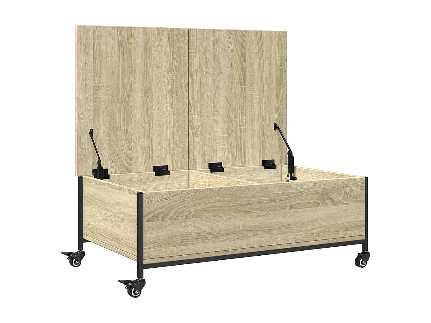 Salontafel met wielen 91x55x34 cm bewerkt hout sonoma eiken