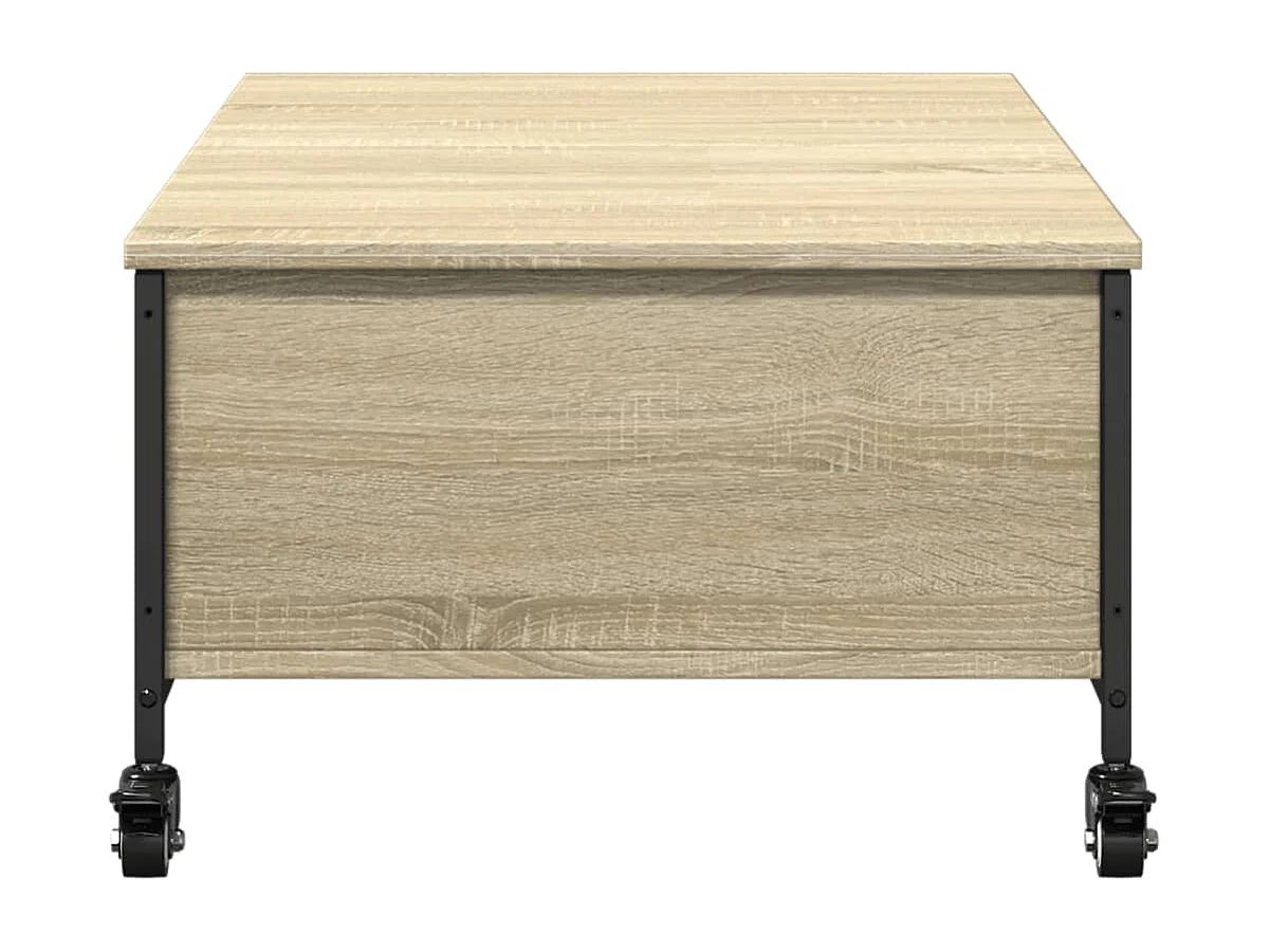 Salontafel met wielen 91x55x34 cm bewerkt hout sonoma eiken