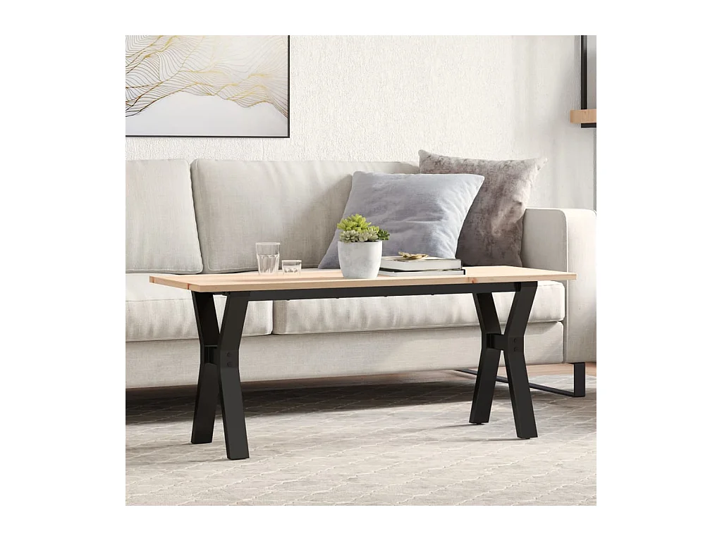 Couchtisch Y-Gestell 110x40x45 cm Massivholz Kiefer & Stahl