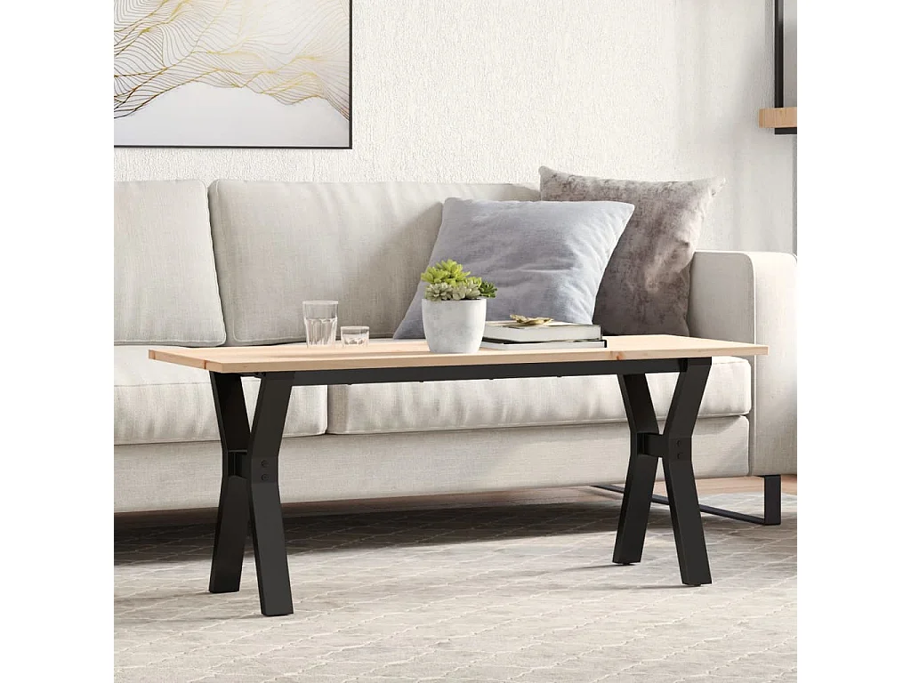 Mesa de centro estrutura em Y 110x40x45cm pinho e aço