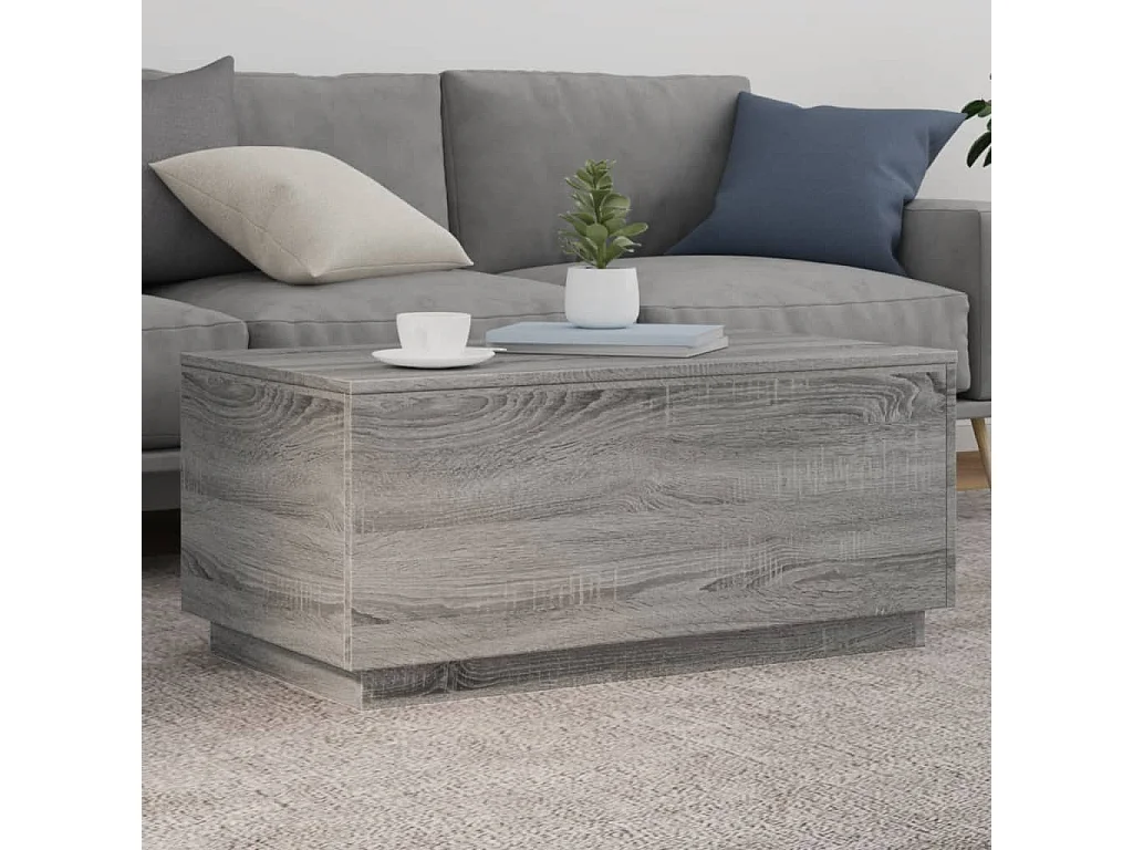 Couchtisch mit LED-Leuchten Grau Sonoma 90x50x40 cm